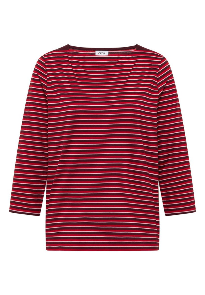 3/4-Arm Shirt mit Boat Neck und Streifen