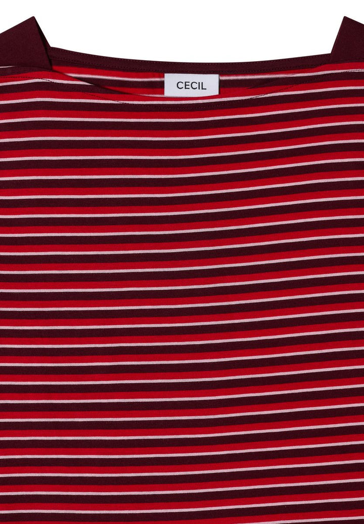 3/4-Arm Shirt mit Boat Neck und Streifen