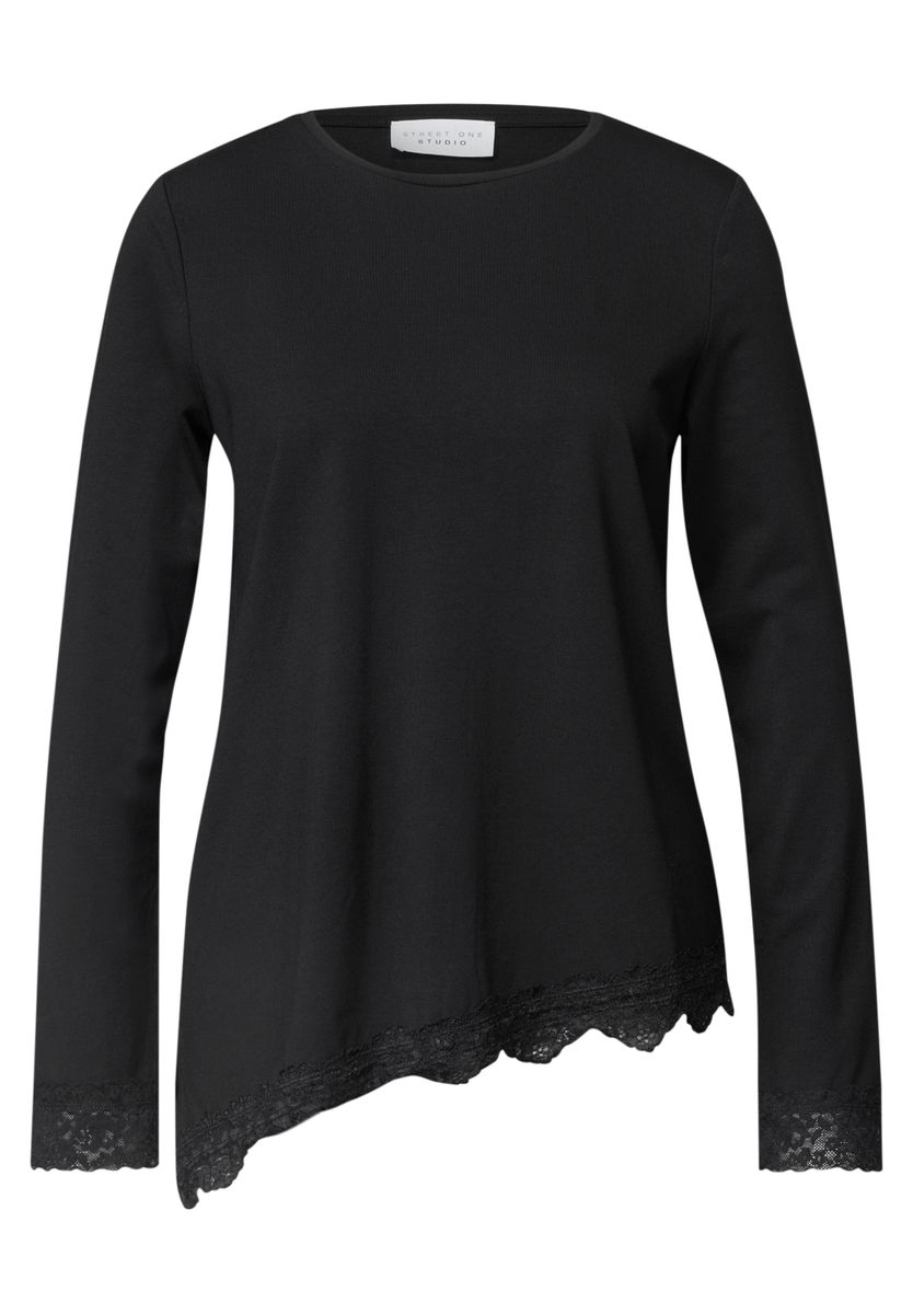 Langarm Shirt mit diagonalem Saum