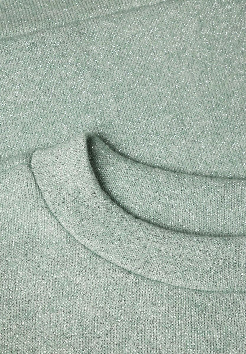 3/4-Arm Shirt im Strick-Look mit Glitzer