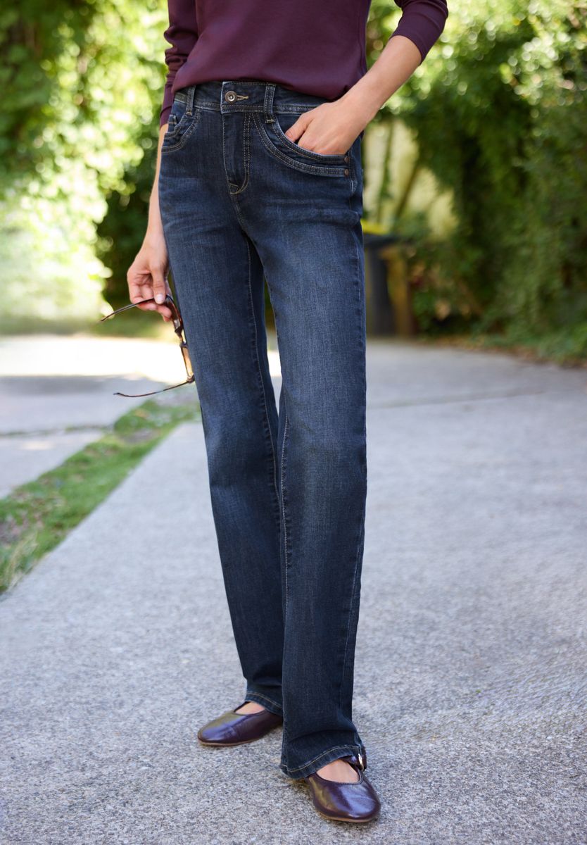 Mid Waist Bootcut Jeans im Slim Fit