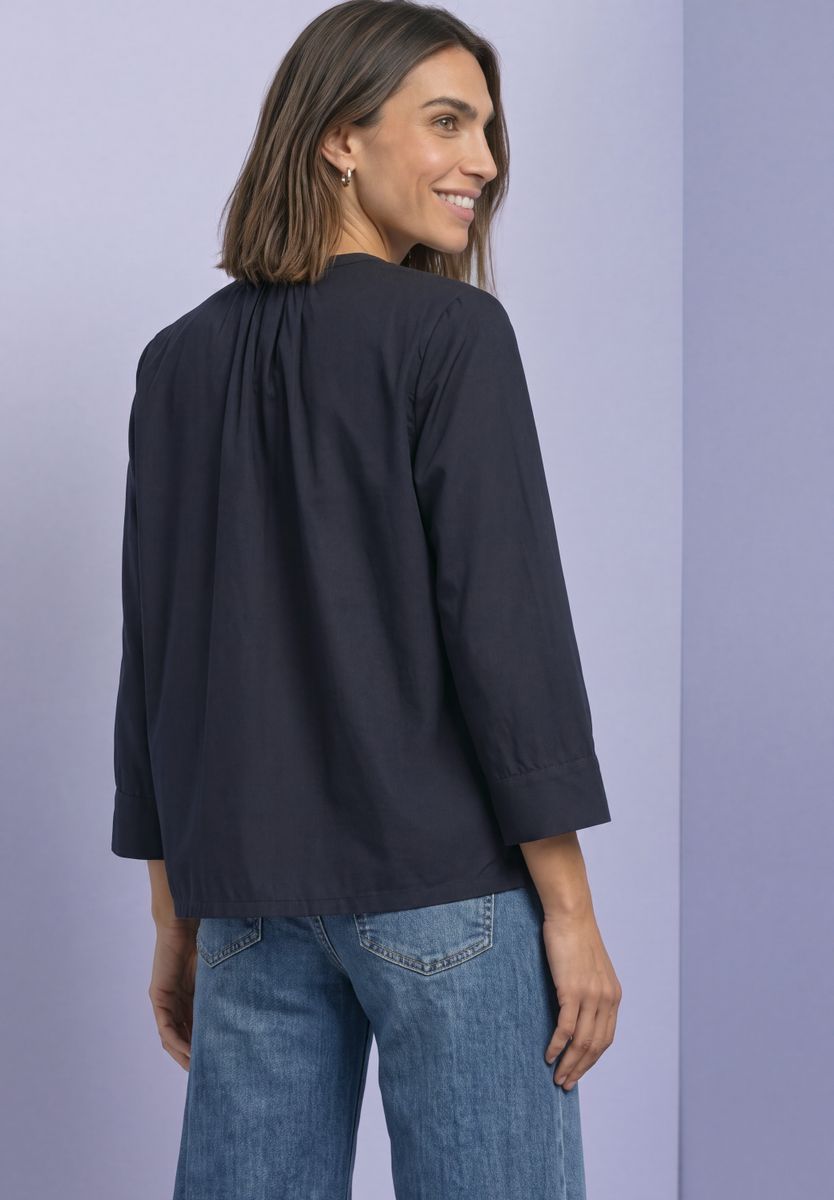 3/4-Arm Bluse mit Split Neck