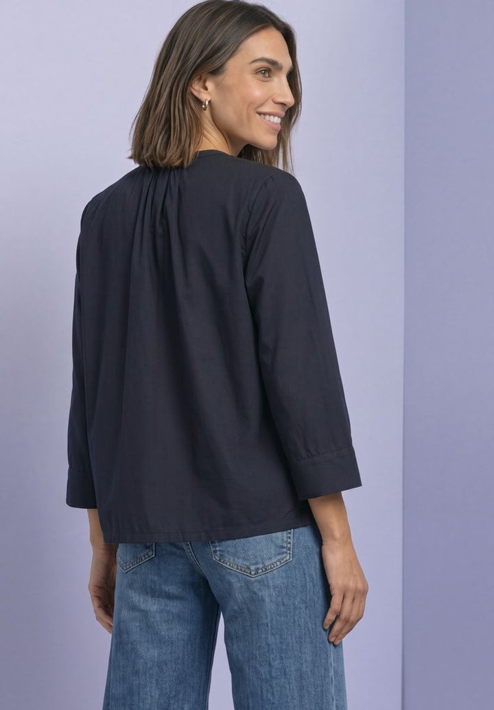 3/4-Arm Bluse mit Split Neck