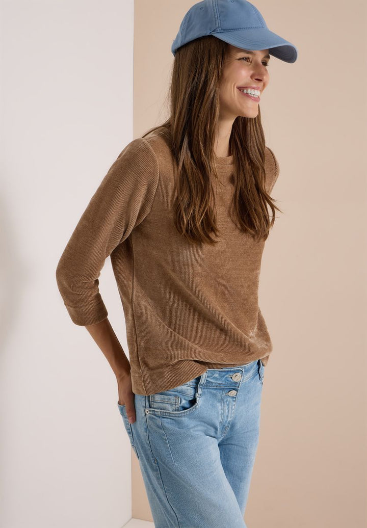 3/4-Arm Shirt aus Cord mit Boat Neck