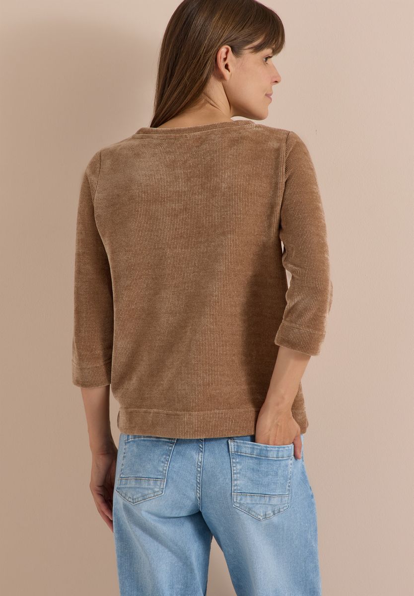 3/4-Arm Shirt aus Cord mit Boat Neck