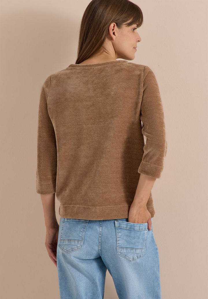 3/4-Arm Shirt aus Cord mit Boat Neck