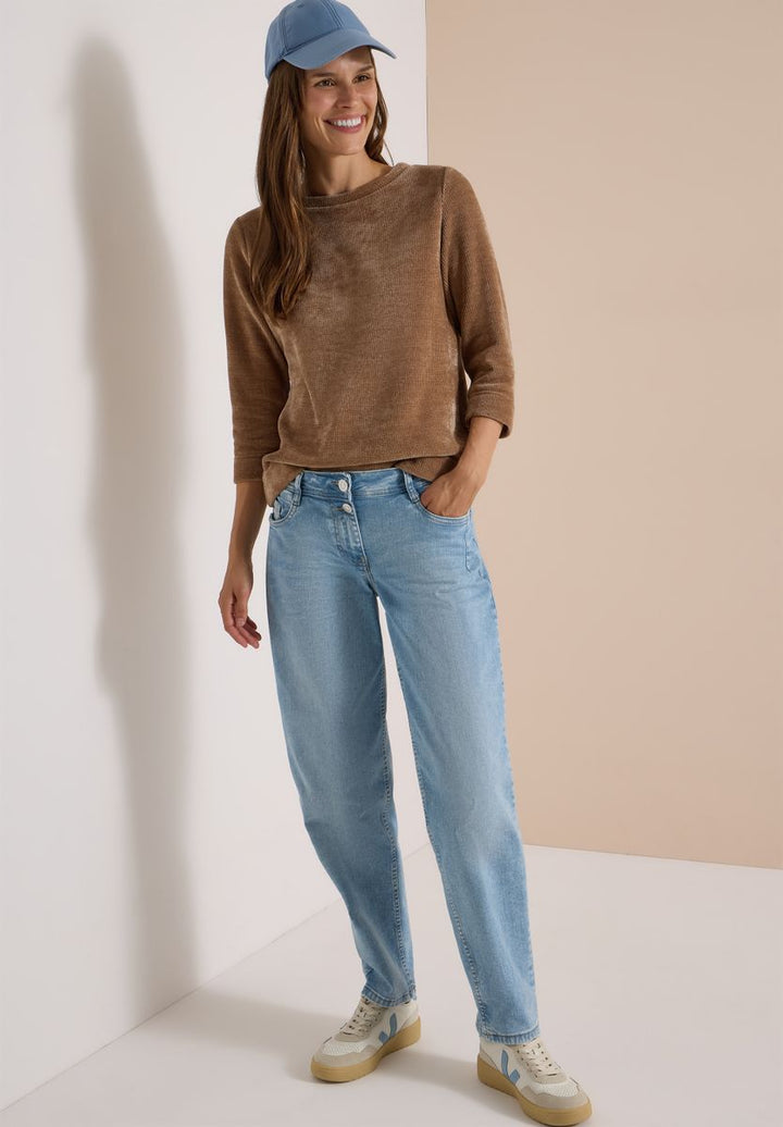3/4-Arm Shirt aus Cord mit Boat Neck
