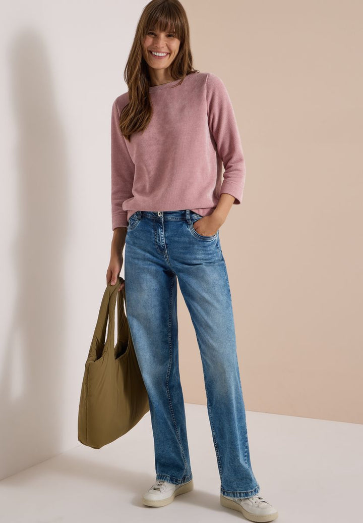 3/4-Arm Shirt aus Cord mit Boat Neck