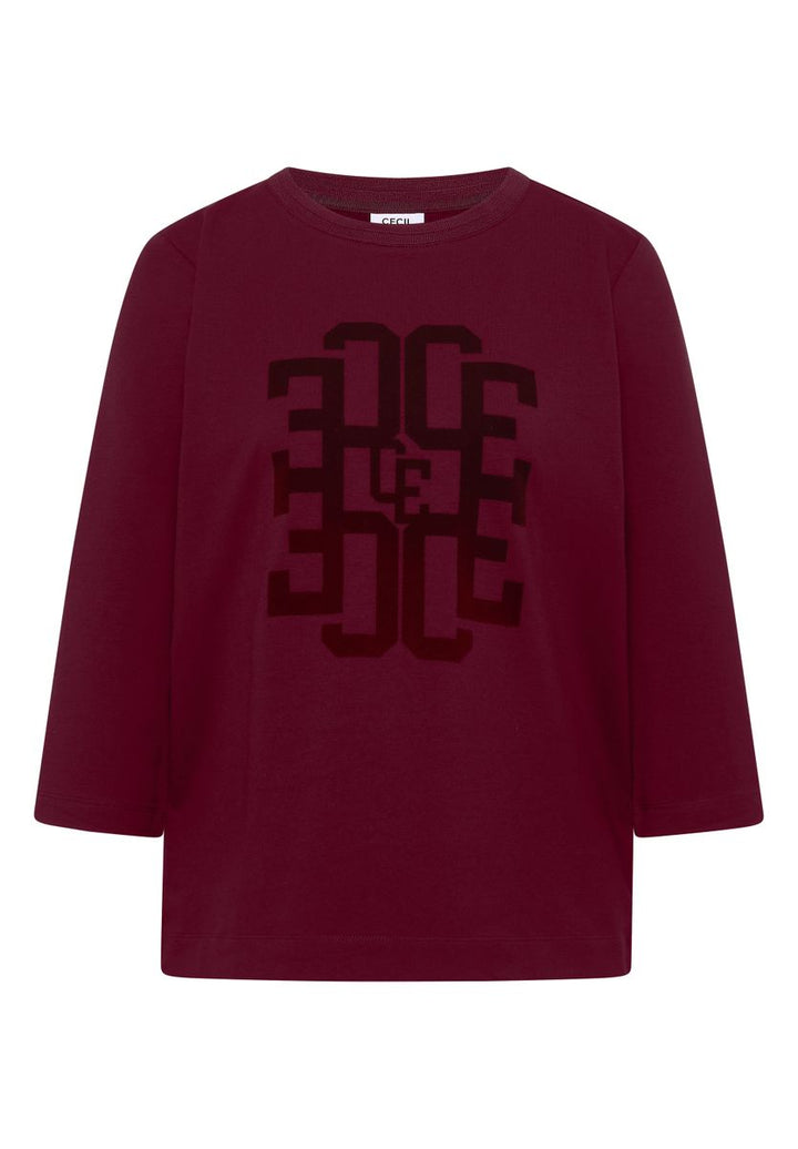 3/4-Arm Shirt mit Rundhals und Wording