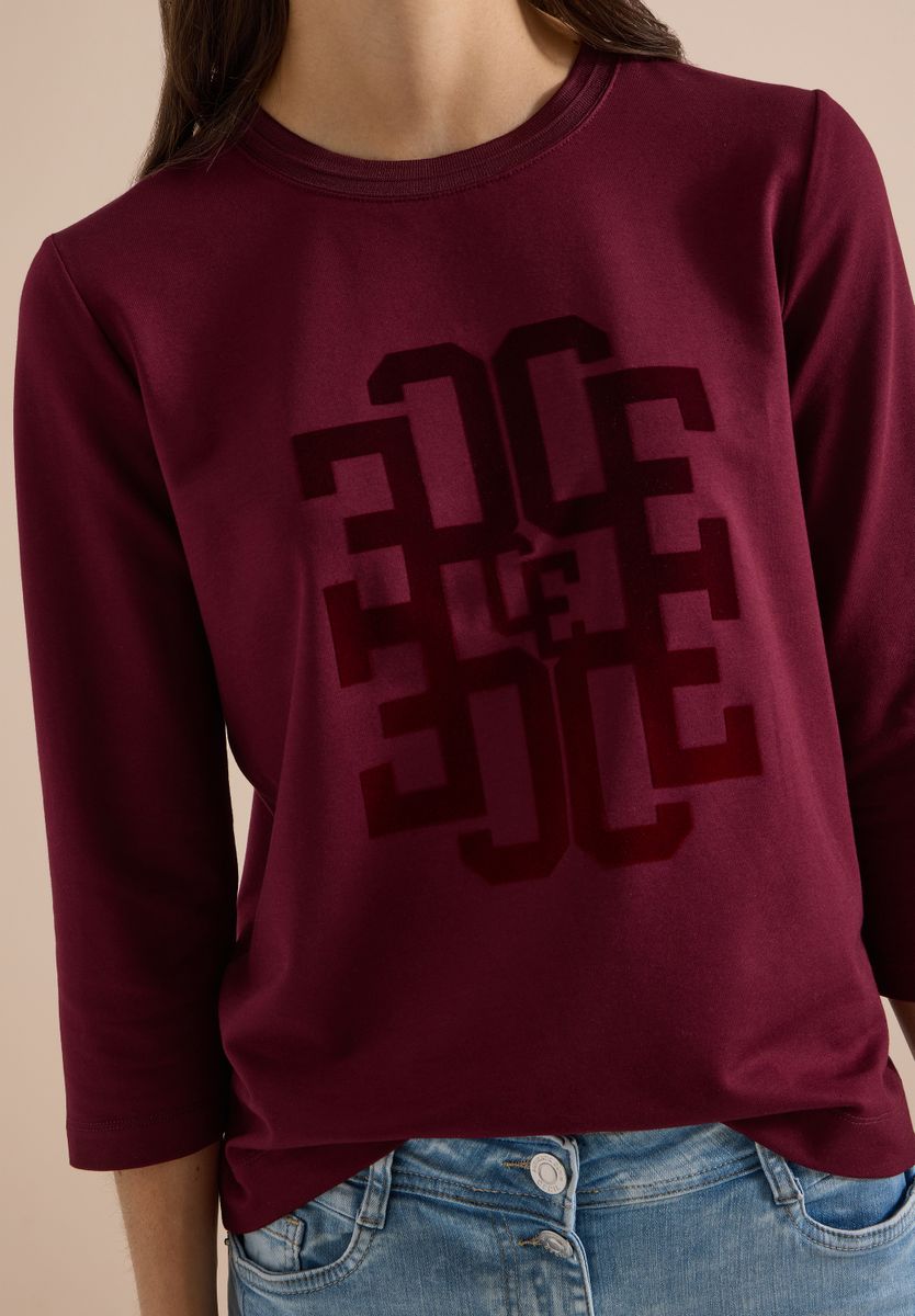 3/4-Arm Shirt mit Rundhals und Wording
