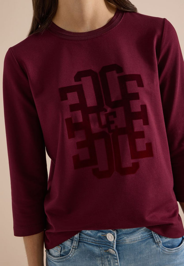 3/4-Arm Shirt mit Rundhals und Wording
