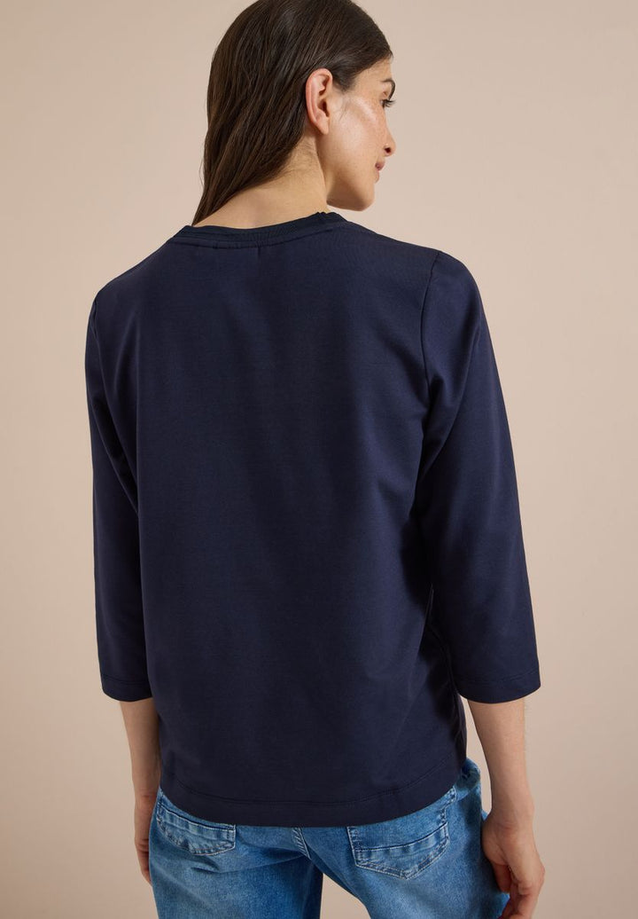 3/4-Arm Shirt mit Rundhals und Wording