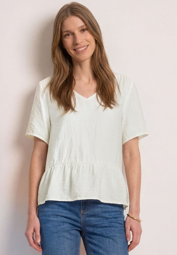 Kurzarm Bluse mit V-Neck und Schößchen