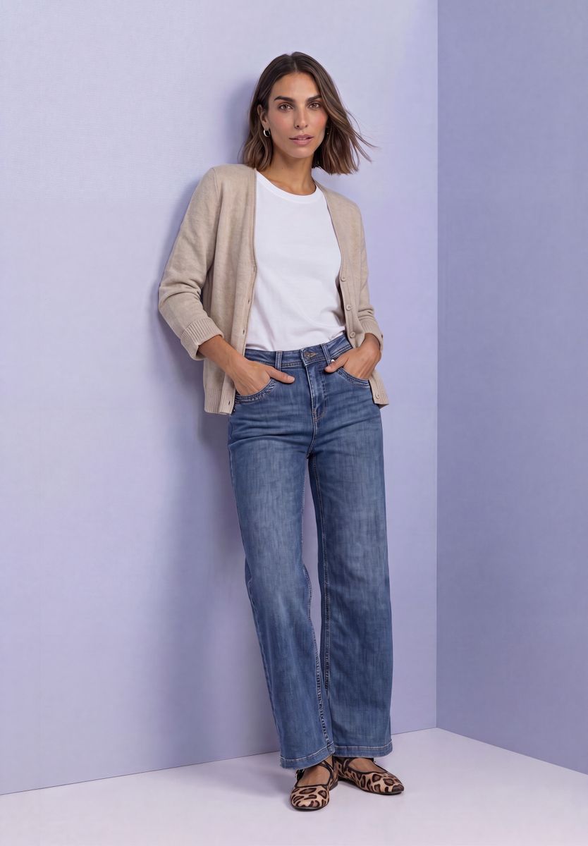 Cadigan mit V-Neck und Knopfleiste