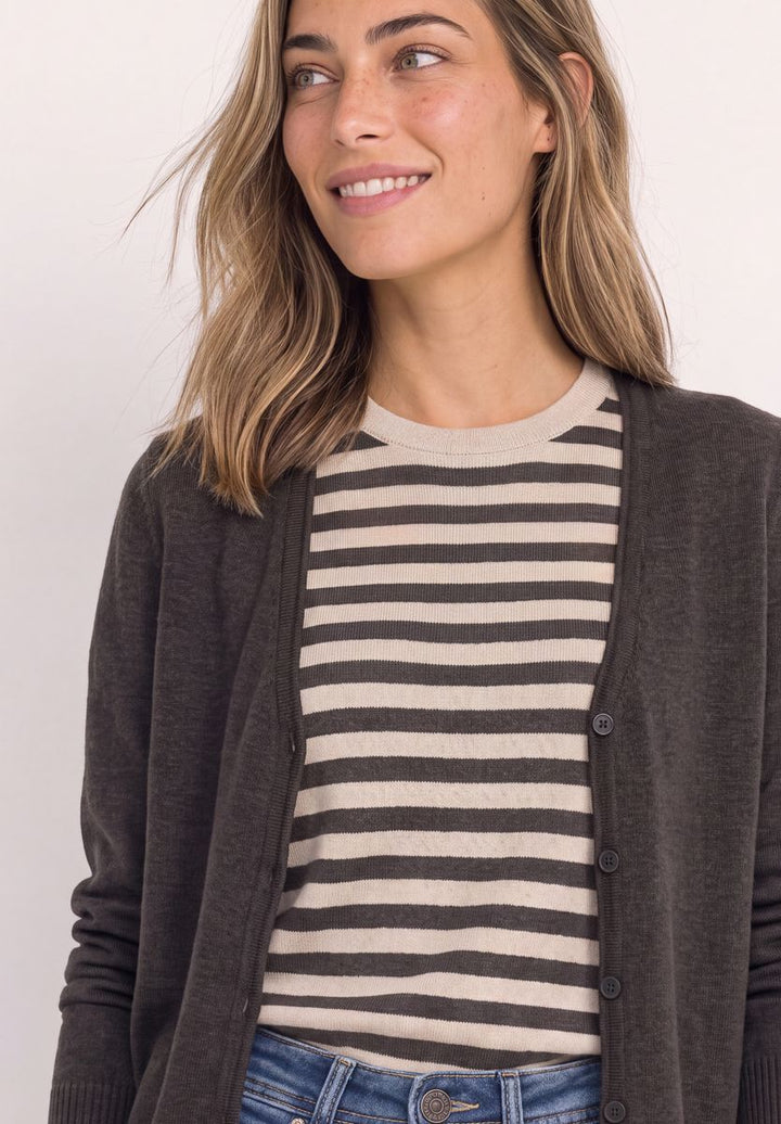 Cadigan mit V-Neck und Knopfleiste