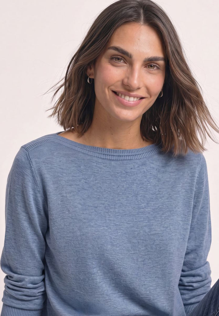 Basic Pullover mit U-Boot-Ausschnitt