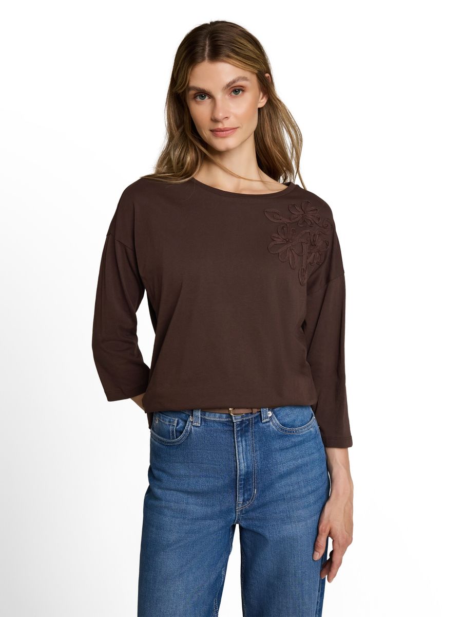 Loose Fit T-Shirt mit Blumen-Applikation