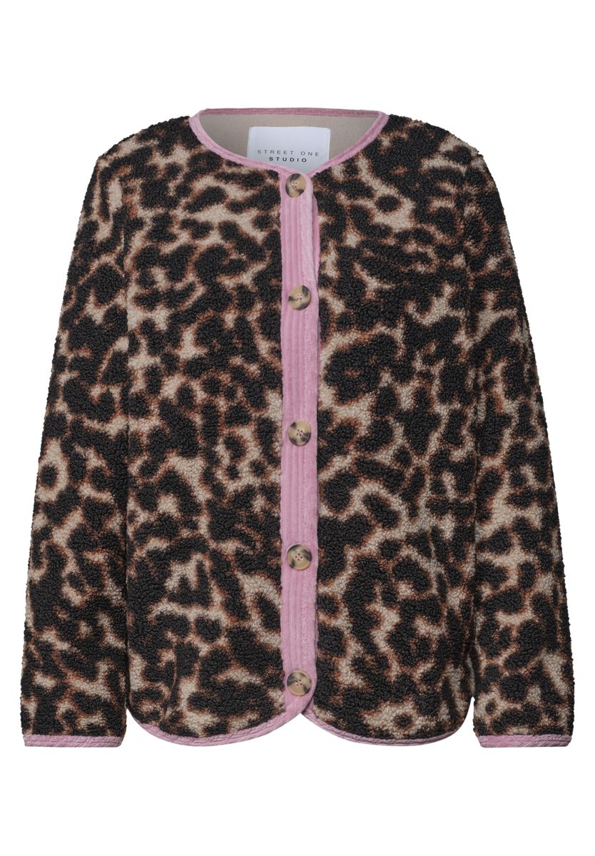 Teddy-Jacke mit Kontrastdetail