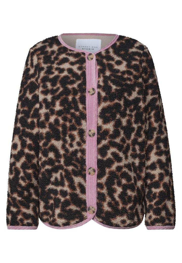 Teddy-Jacke mit Kontrastdetail