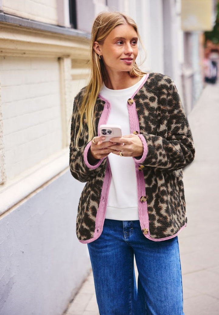 Teddy-Jacke mit Kontrastdetail