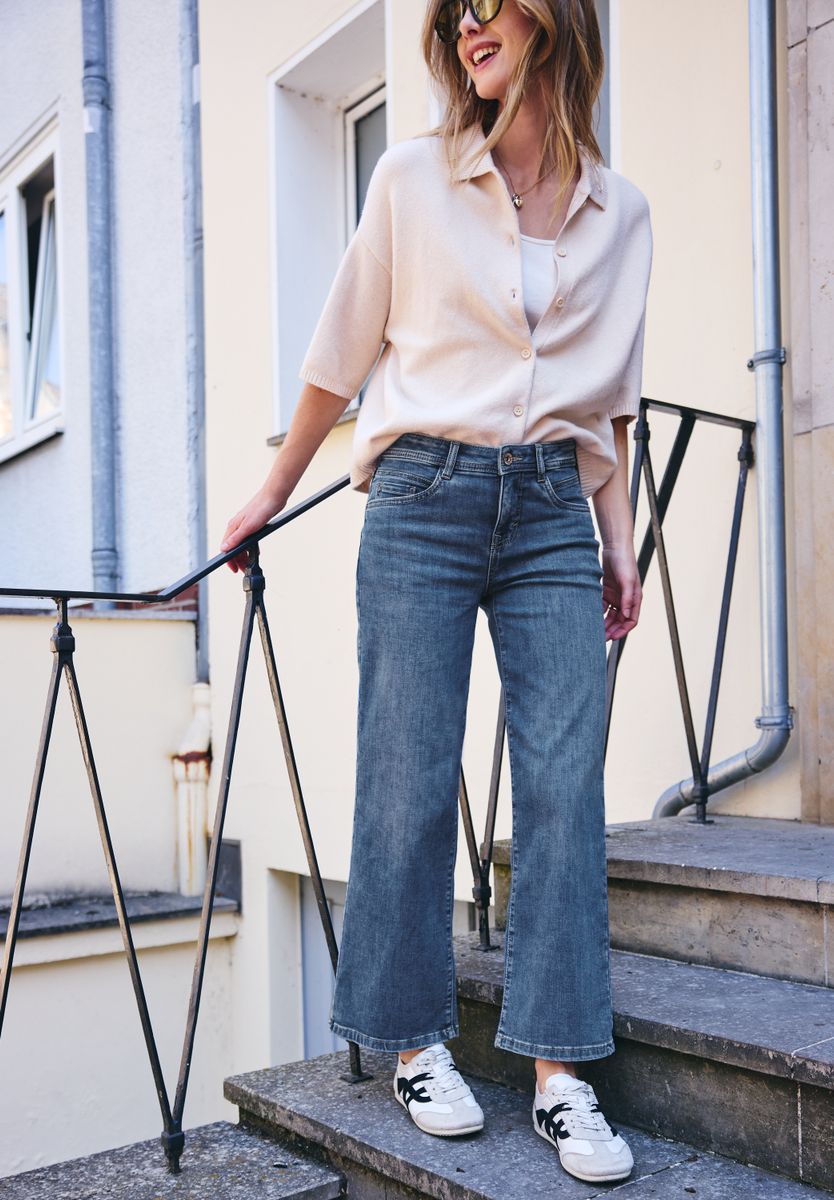 Mid Waist Wide Leg Jeans im Loose Fit