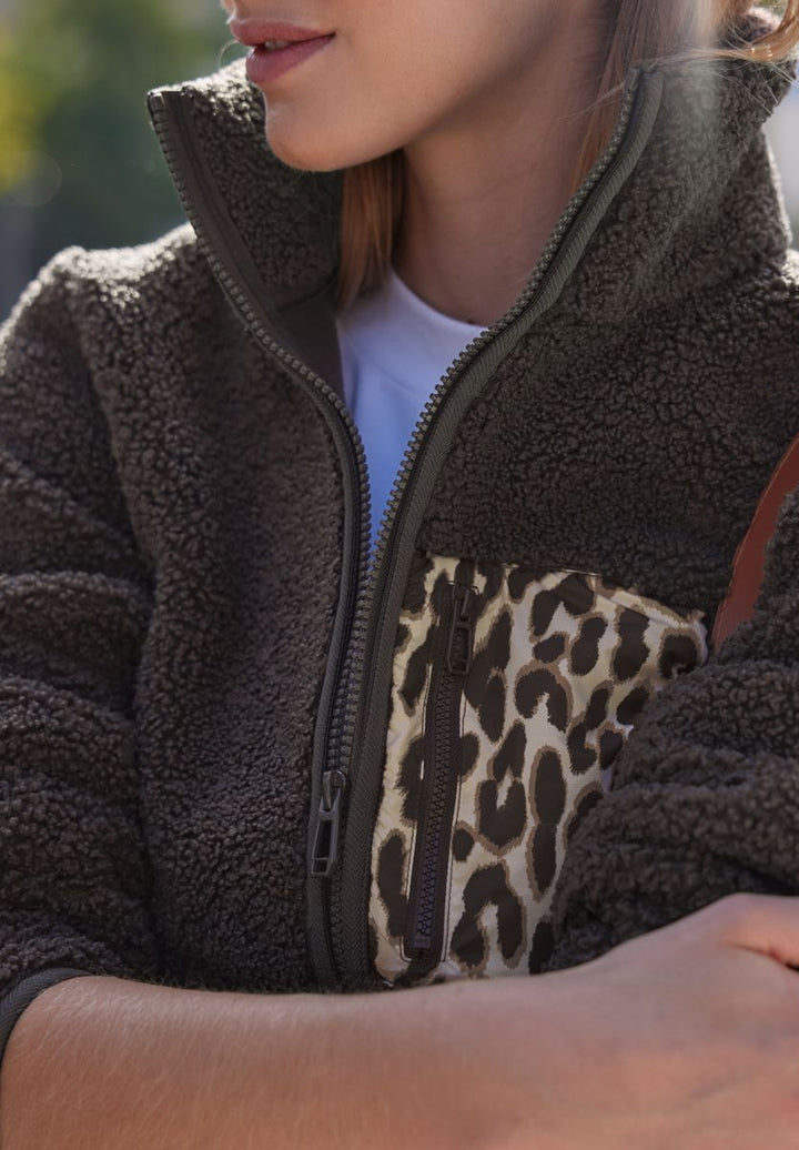 Strukturmix Jacke mit Stehkragen