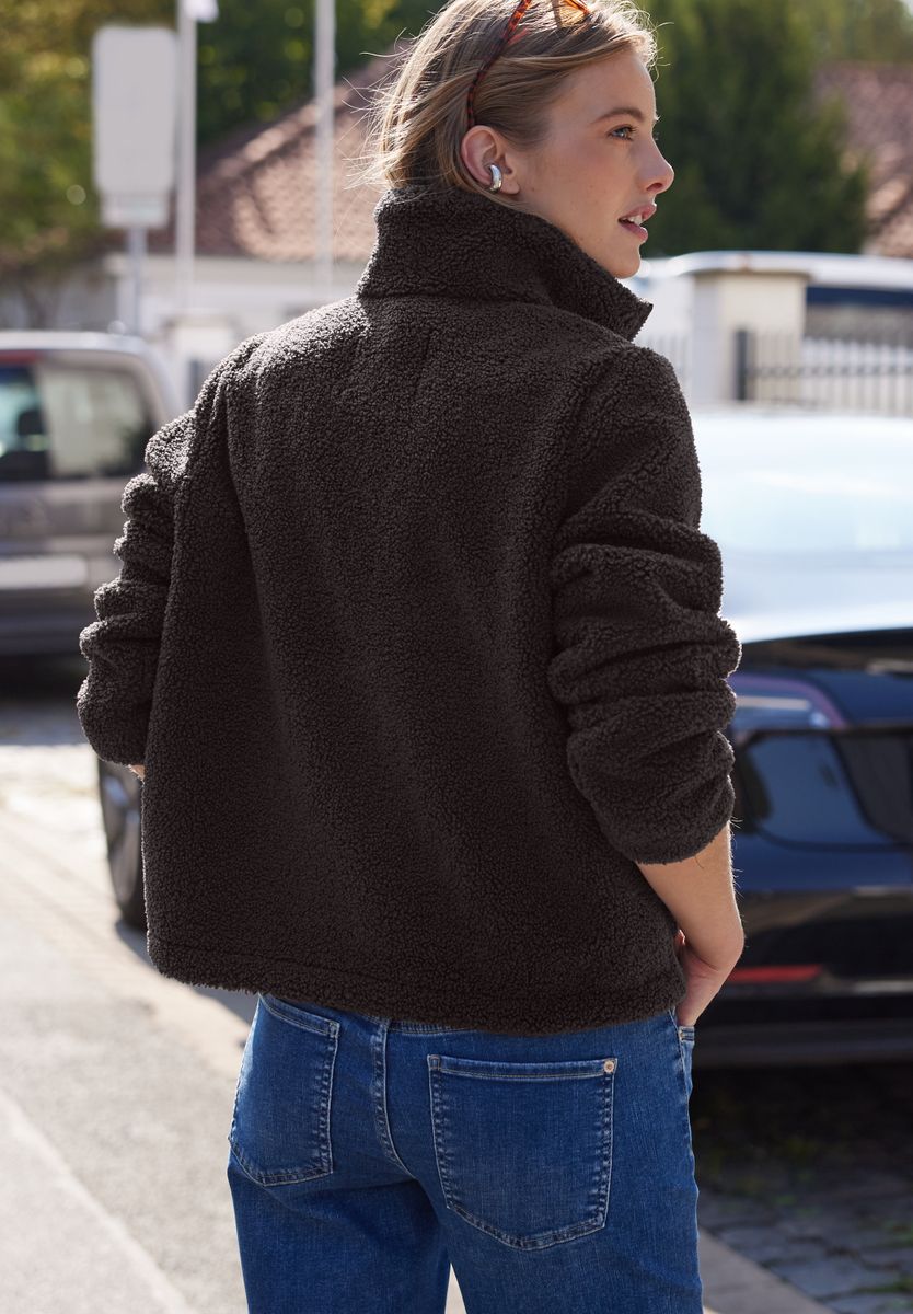 Strukturmix Jacke mit Stehkragen