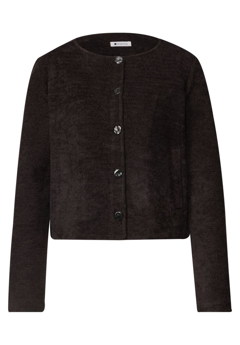 Langarm Jacke mit Rundhals und Knöpfen