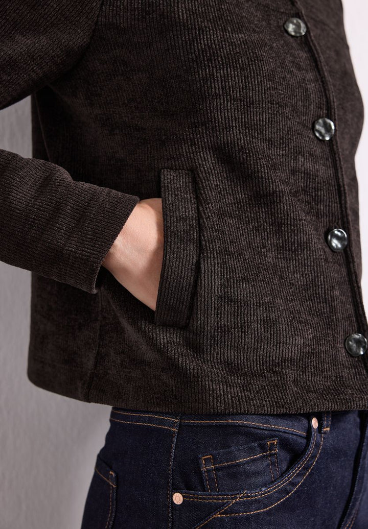 Langarm Jacke mit Rundhals und Knöpfen