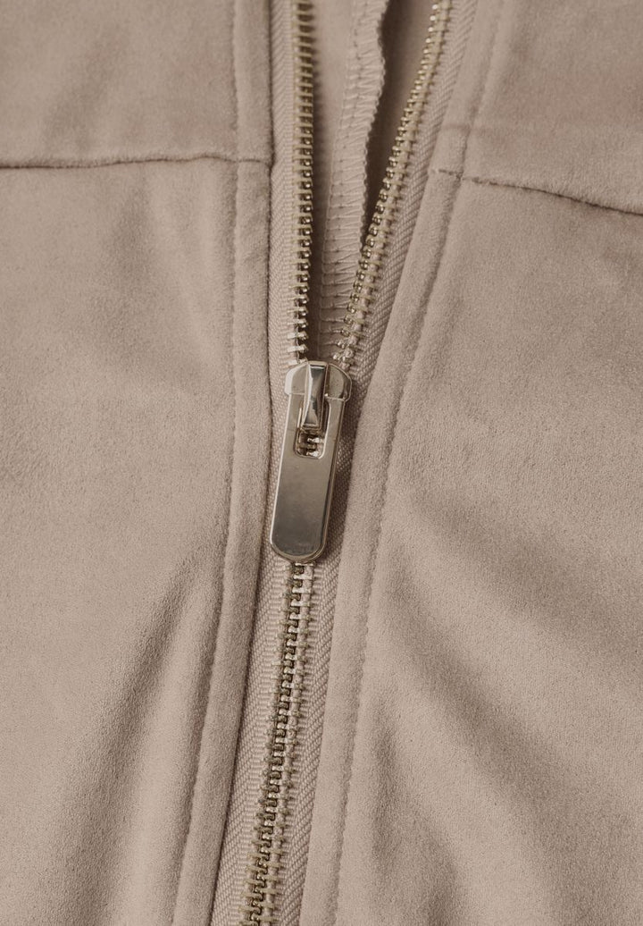 Velours Blouson mit Rundhals und Zipper