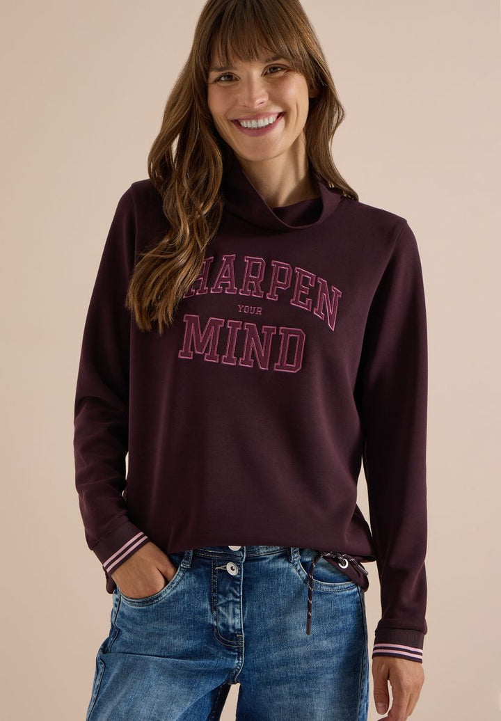 Langarm Shirt mit Stehkragen und Wording