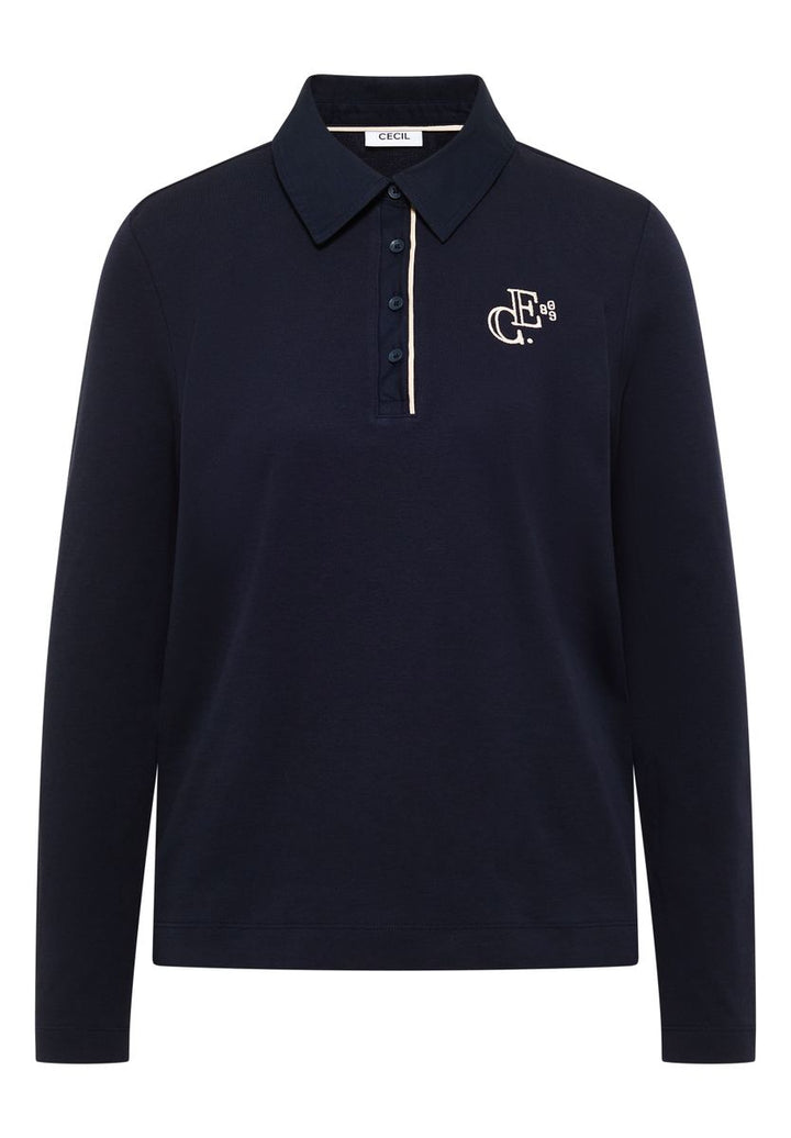 Langarm Poloshirt mit Knöpfen
