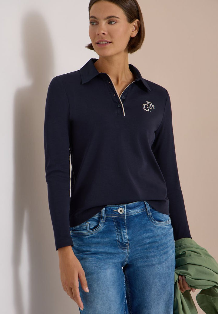 Langarm Poloshirt mit Knöpfen