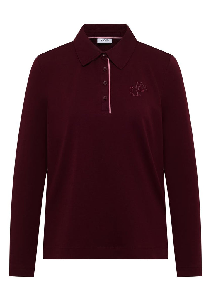 Langarm Poloshirt mit Knöpfen