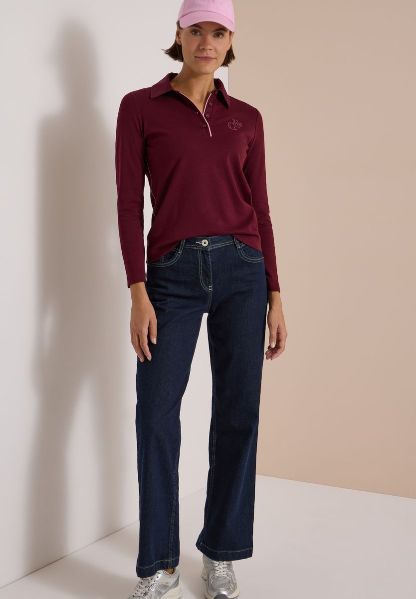 Langarm Poloshirt mit Knöpfen