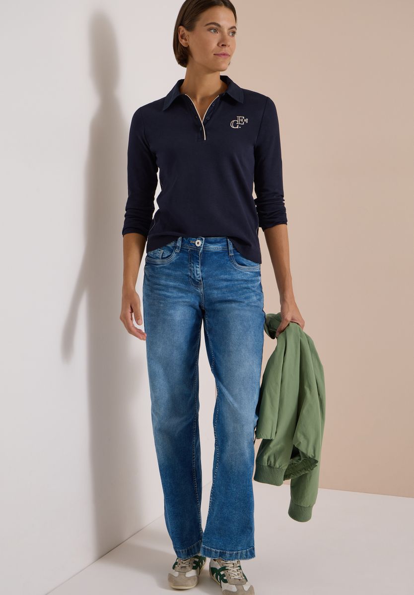 Langarm Poloshirt mit Knöpfen