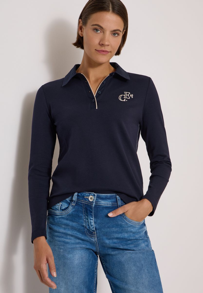 Langarm Poloshirt mit Knöpfen