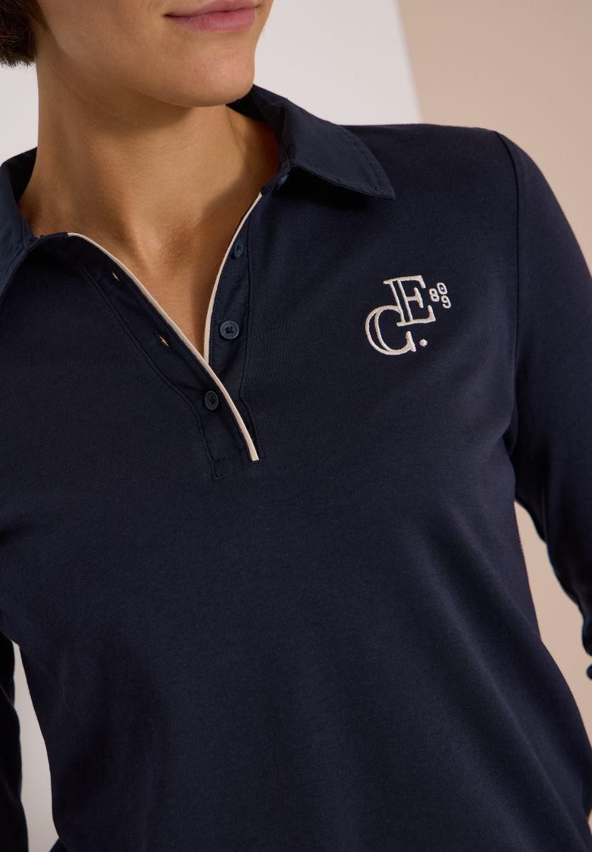 Langarm Poloshirt mit Knöpfen
