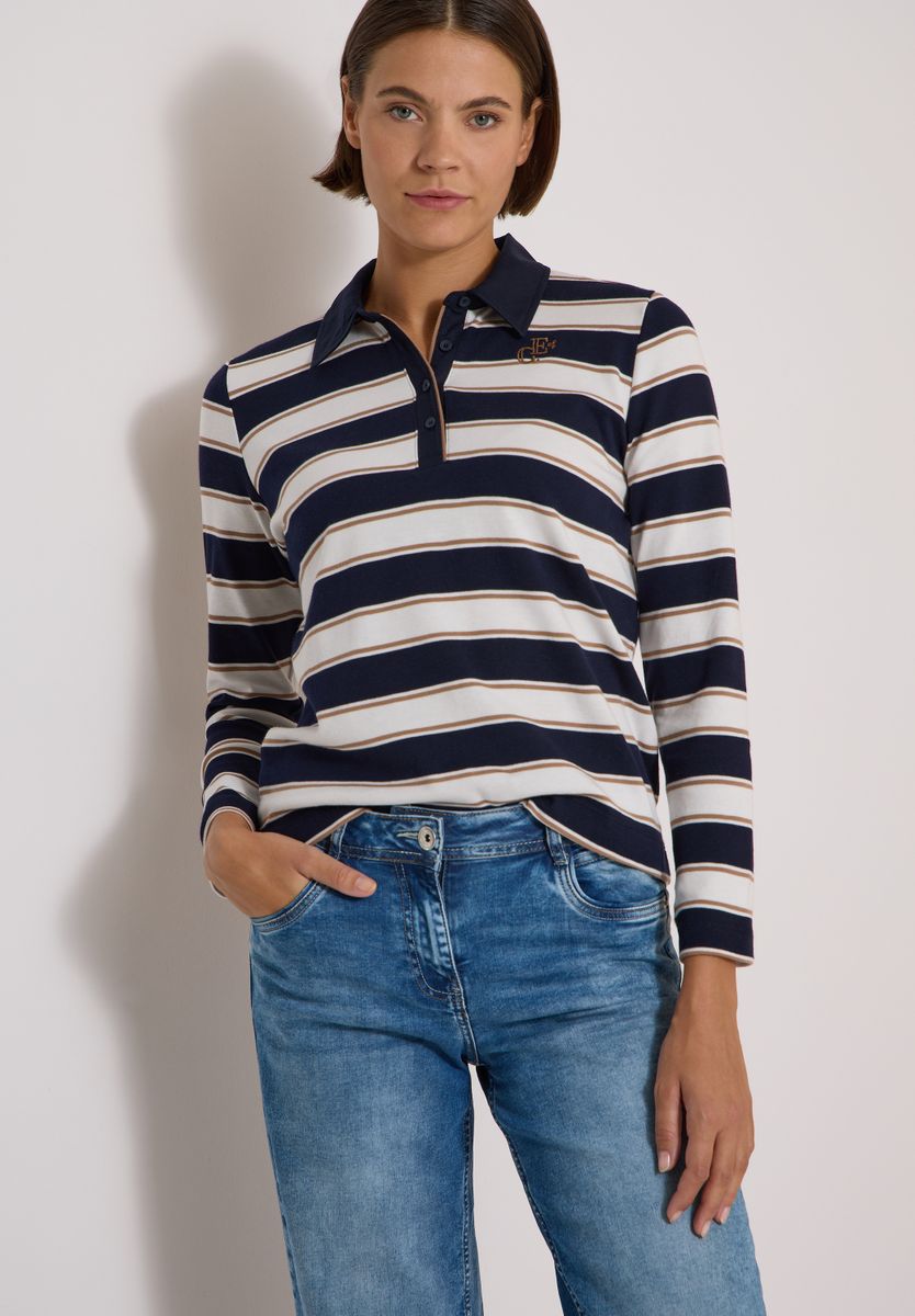 Langarm Poloshirt mit Knöpfen