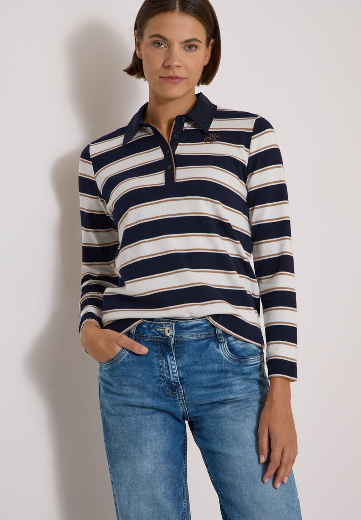 Langarm Poloshirt mit Knöpfen