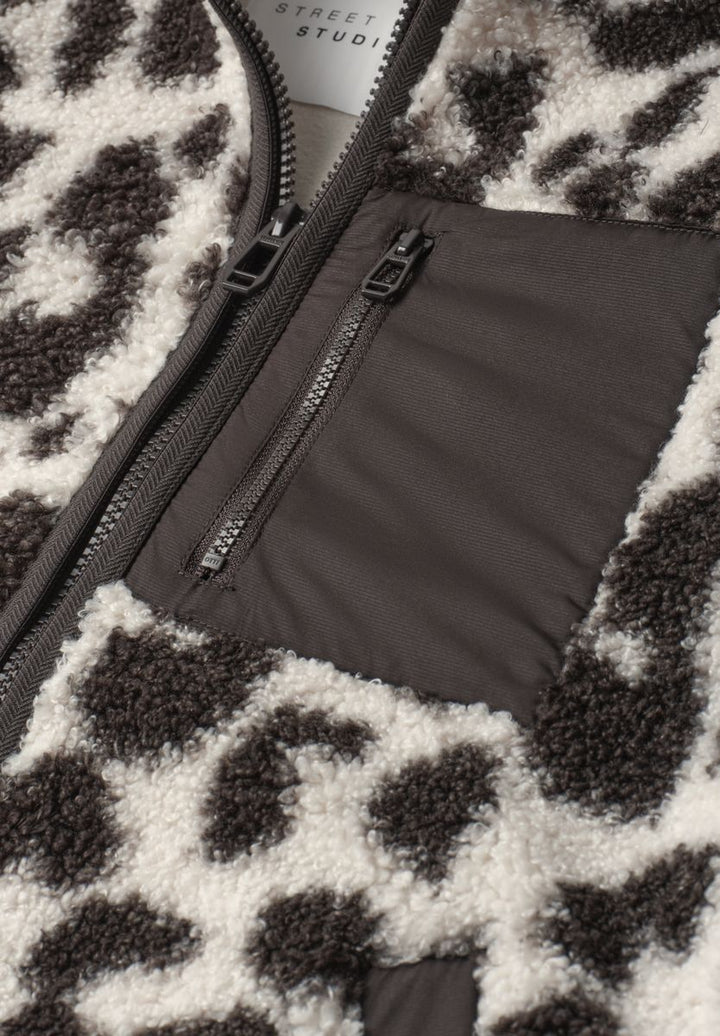 Strukturmix Jacke mit Stehkragen