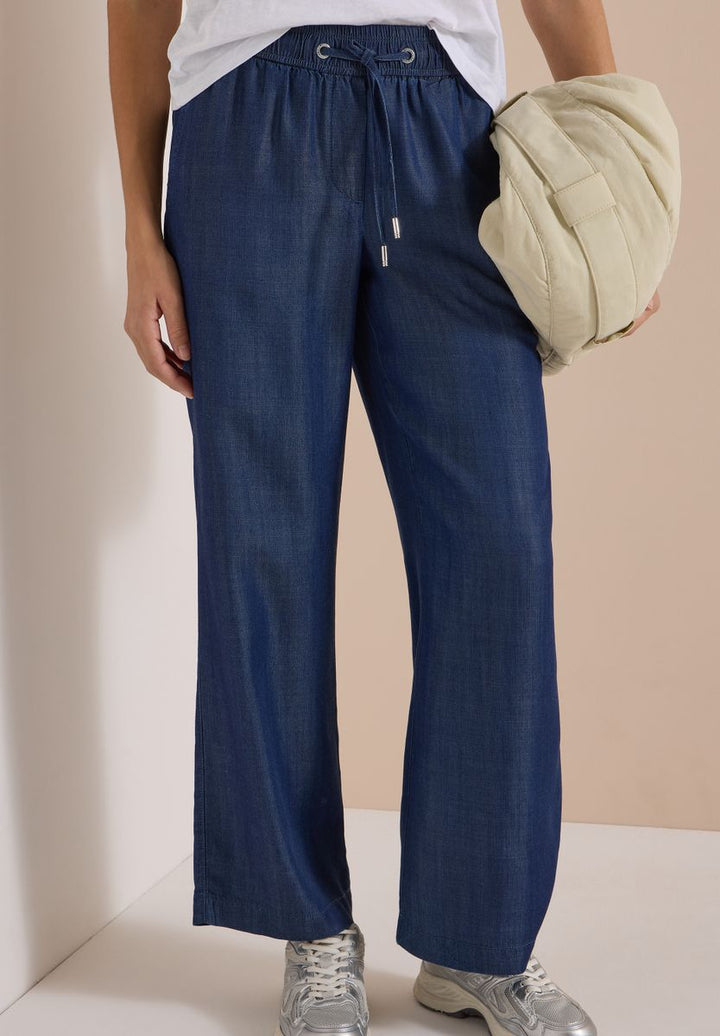 Wide Leg Hose in Denim-Optik