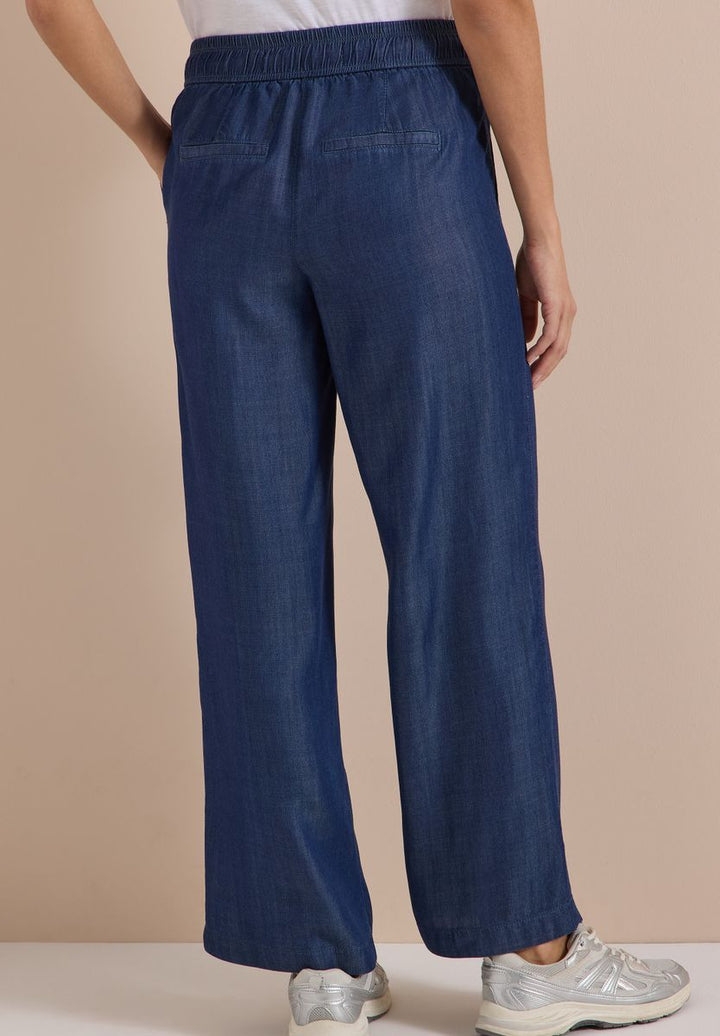 Wide Leg Hose in Denim-Optik