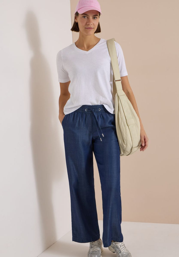 Wide Leg Hose in Denim-Optik