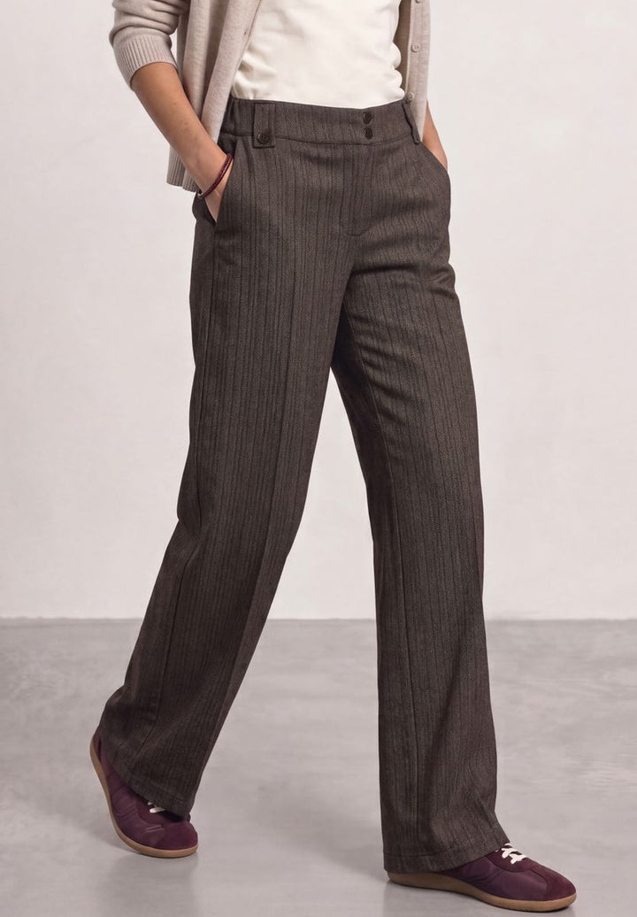 High Waist Straight Leg Hose mit Knopfdetail