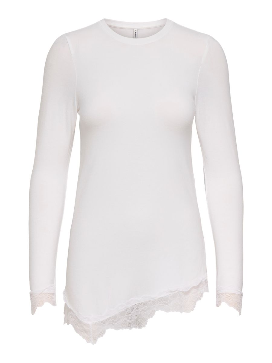 ONLGLAMOUR L/S LACE DETAIL TOP JRS