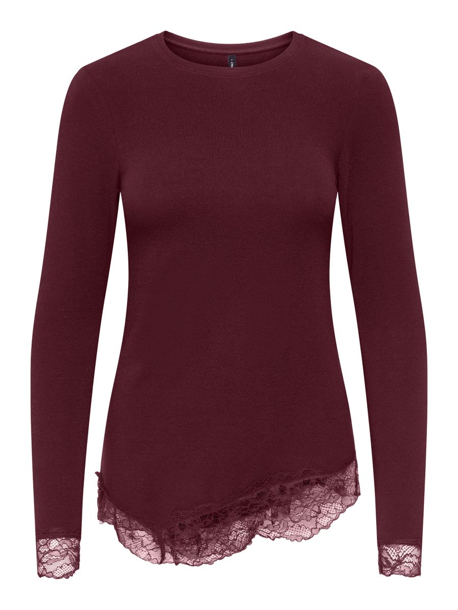 ONLGLAMOUR L/S LACE DETAIL TOP JRS