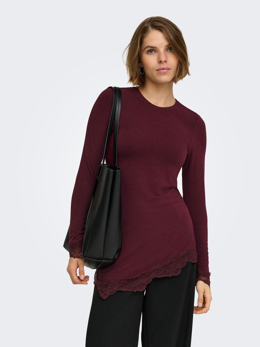 ONLGLAMOUR L/S LACE DETAIL TOP JRS