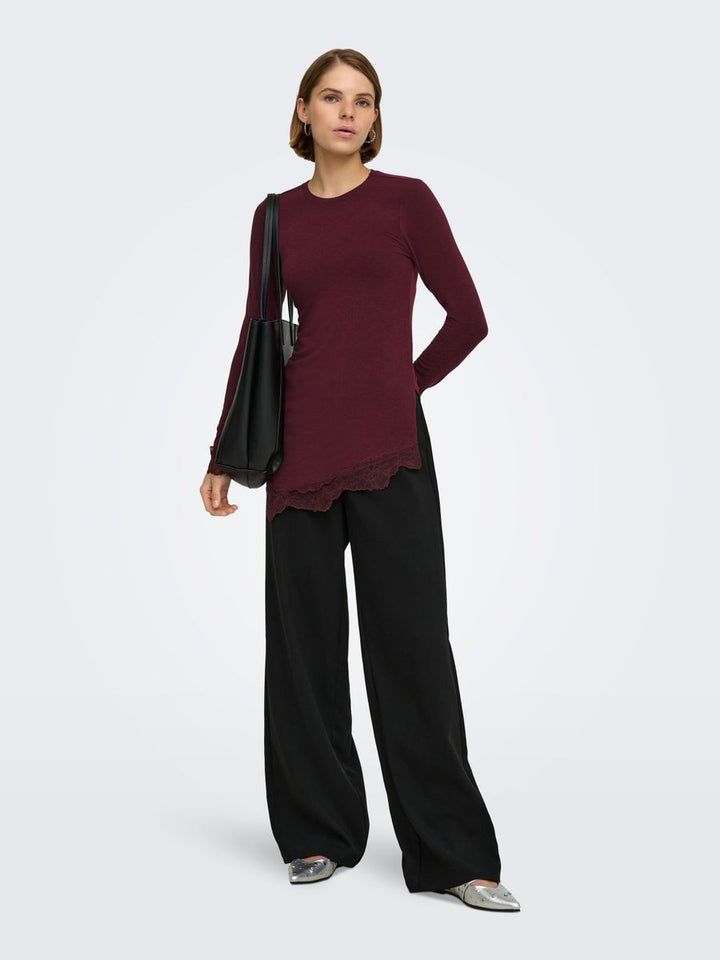 ONLGLAMOUR L/S LACE DETAIL TOP JRS
