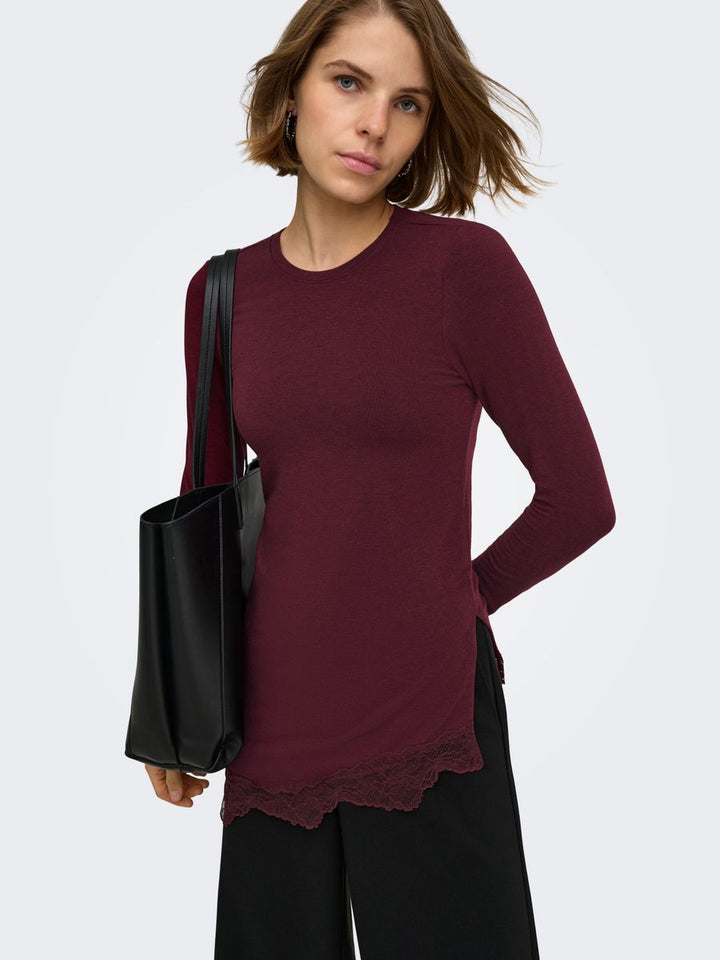 ONLGLAMOUR L/S LACE DETAIL TOP JRS